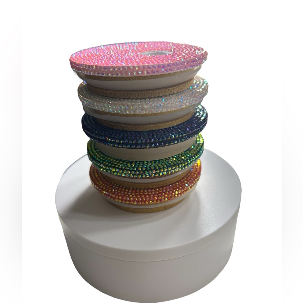 Rhinestone Lids for Glass cups handcrafted